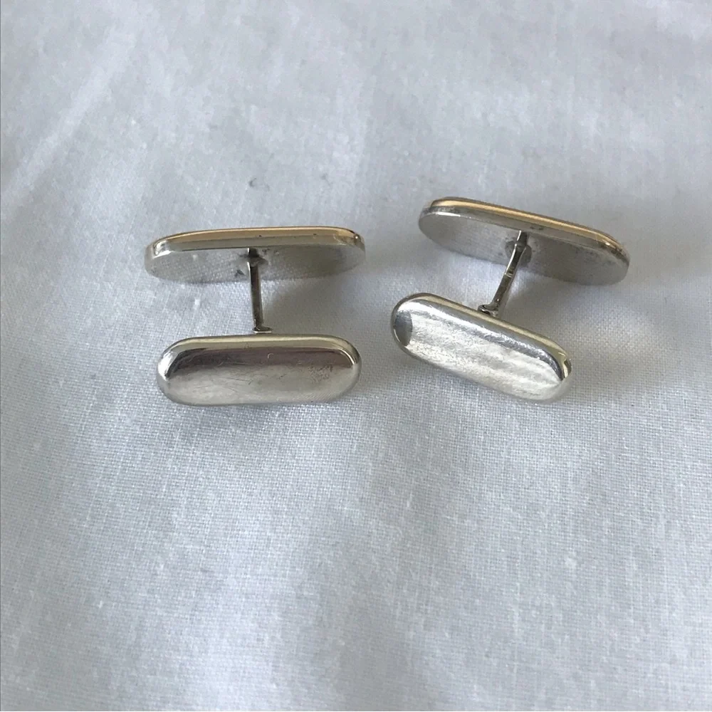 Sterling Silver Mother-of-Pearl and Onyx Cuff Links